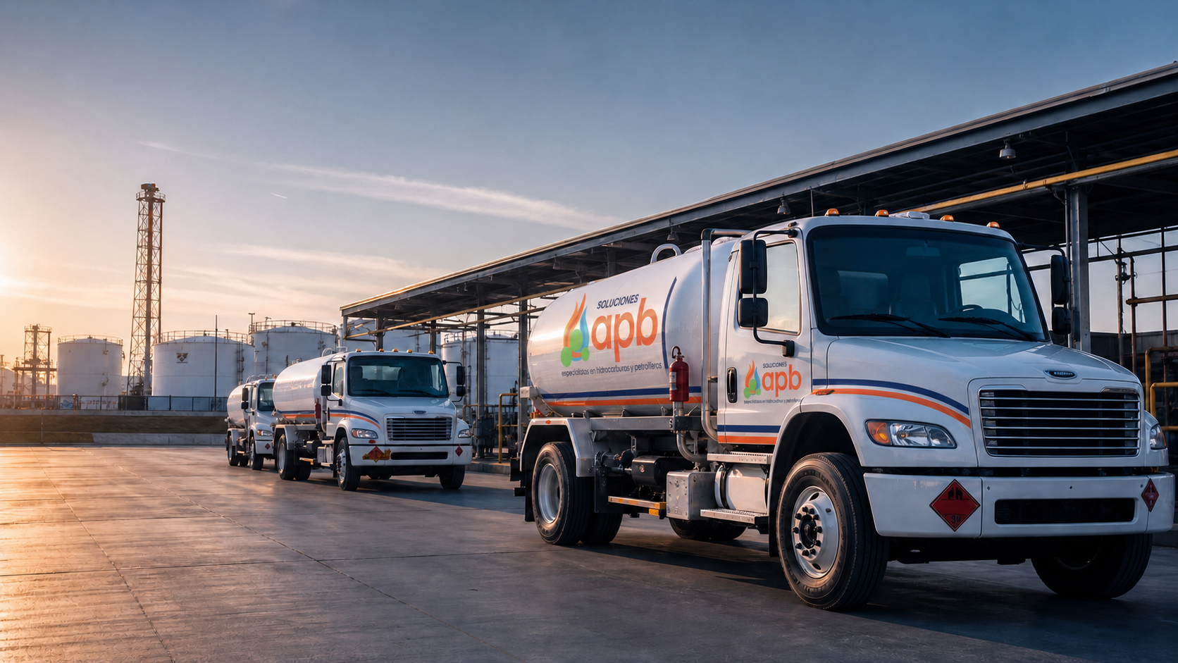 Flotilla de autotanques de Gas LP con identidad de Soluciones APB