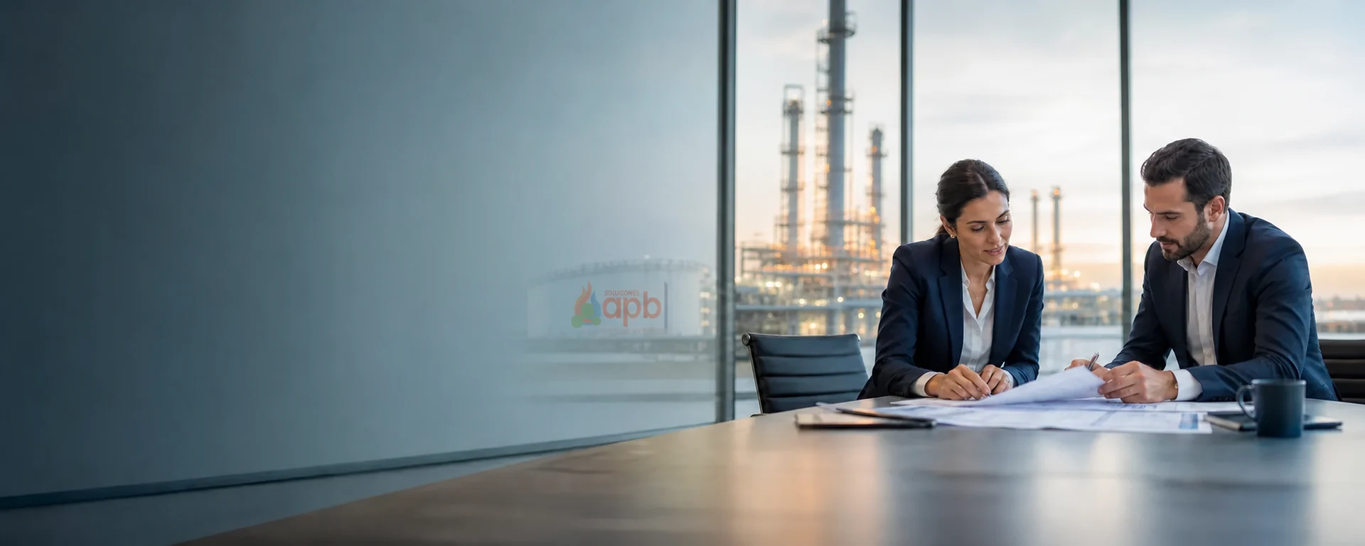 Especialistas revisando un proyecto del sector energético